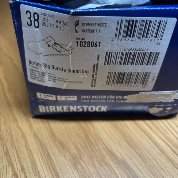 Birkenstock Boston Big Buckle Shearling Clogs Thyme Suede – Women’s 7/38 - Picture 3 of 3